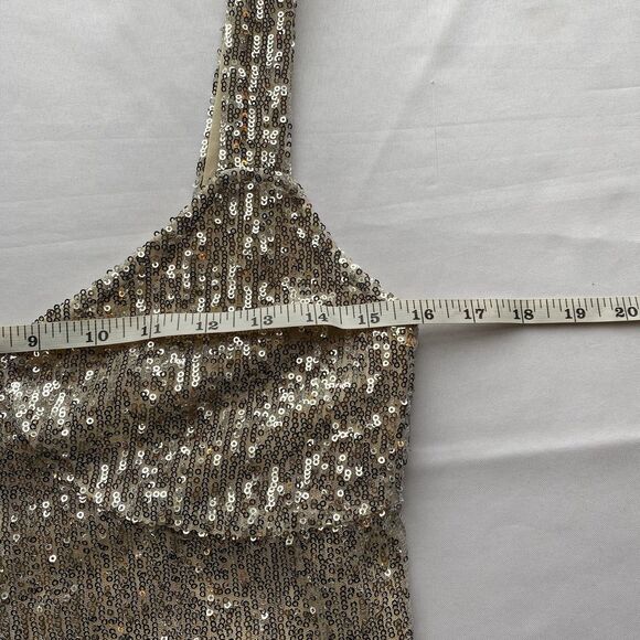 NWT Zara Trafaluc Silver Sequin Midi Dress Size Medium - Picture 16 of 16